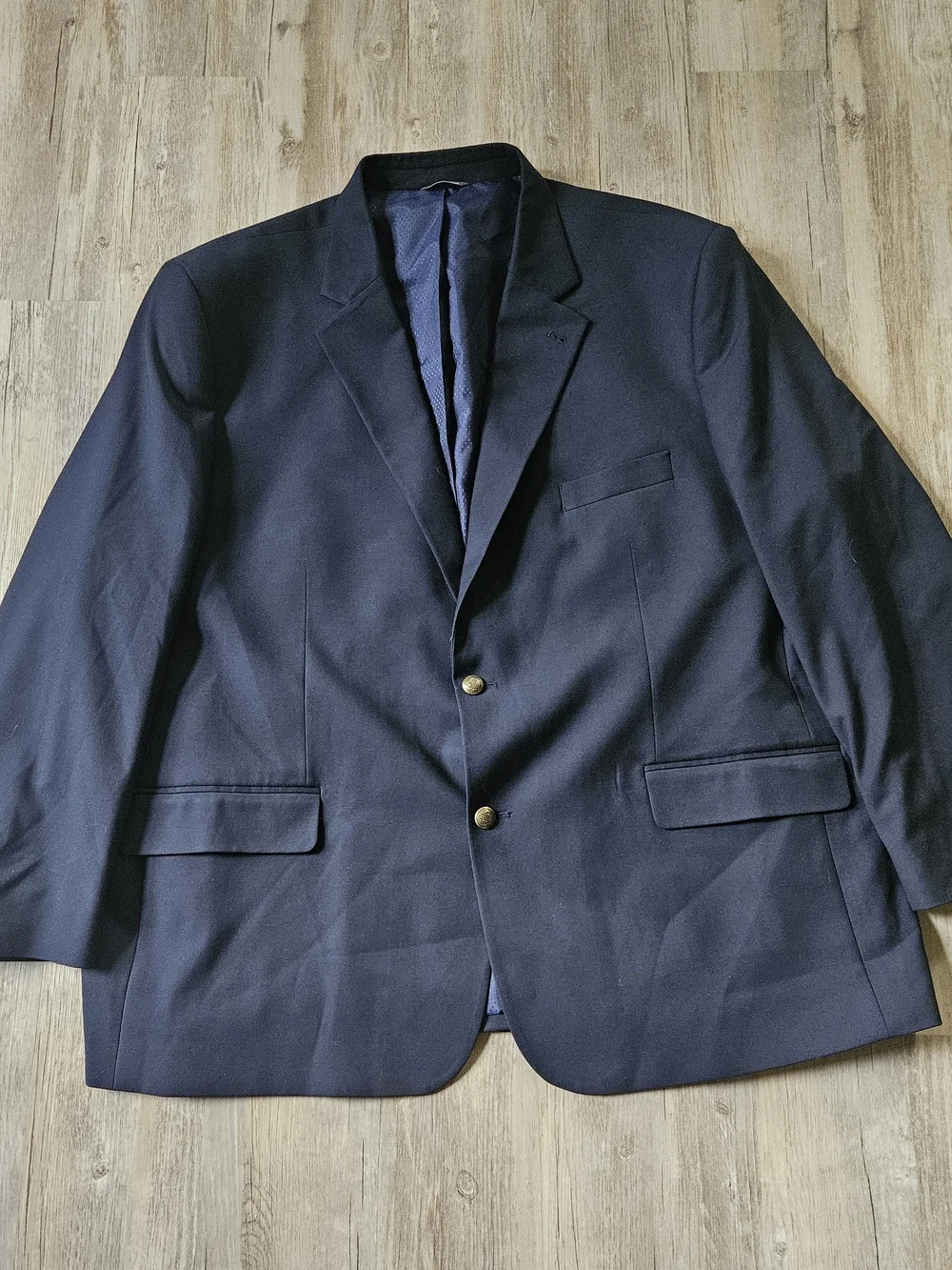 Oak Hill Men's Navy Blue Gold Button Two-Button Perfect Fit Blazer 54 Long